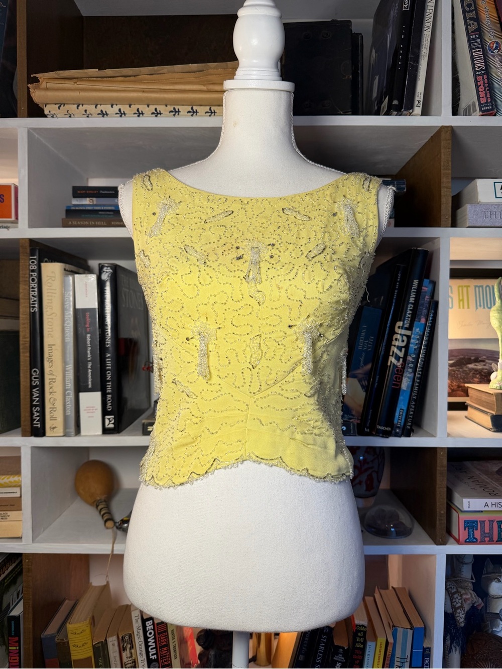 1950’s Yellow Beaded Sleeveless Women's Top